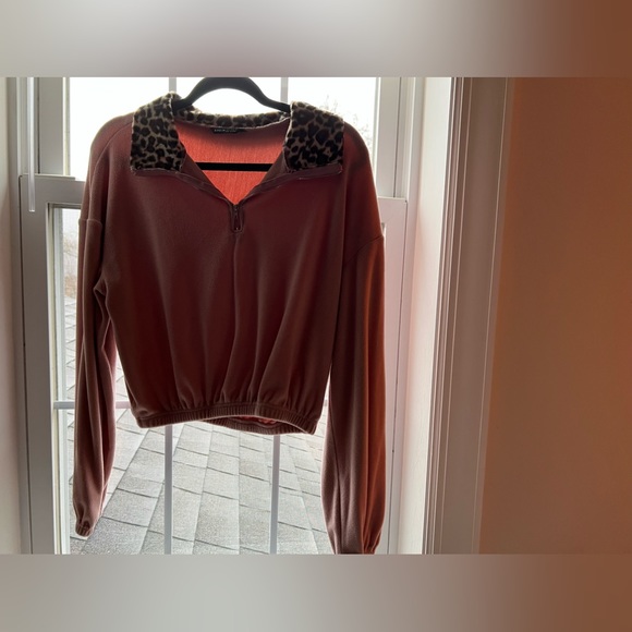 Shein pink and leopard print quarter zip top - Picture 5 of 5